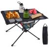 Portable Folding Camping Table Foldable Beach Table Aluminum Alloy Frame with 2 Cup Holders 2 Side Pockets Carry Bag for Picnic Camping Hiking Beach B