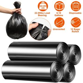 4 Rolls Black Garbage Bags 6.18 Gallons Unscented Disposable Trash Bags Portable Leak Resistant Trash Can Liners for Bathroom Office Kitchen Bedr