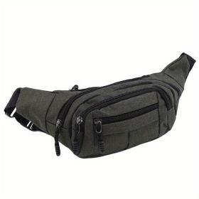 Men's And Women's Large-capacity Wear-resistant Sports Waist Bag Casual Bag Shoulder Chest Bag Light Sports Travel Bag Men's Messenger Backpack W (Color: Dark Green)