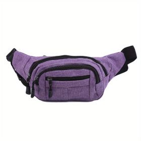 Men's And Women's Large-capacity Wear-resistant Sports Waist Bag Casual Bag Shoulder Chest Bag Light Sports Travel Bag Men's Messenger Backpack W (Color: Purple)