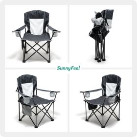 SUNNYFEEL XL Oversized Camping Chair, Folding Camp Chairs for Adults Heavy Duty Big Tall 300 LBS (Color: grey)