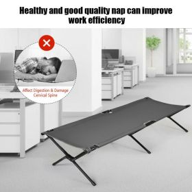 Adults Kids Folding Camping Cot (Color: grey)