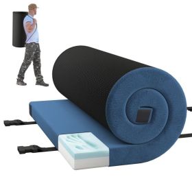 Foldable Camping Mattress with High density foam Cushion and Anti-slip Bottom (Color: Navy)