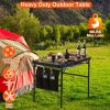 35.43x23.62x26in Foldable Camping Table Collapsible Picnic Aluminum Alloy Grill Stand 66LBS Max Load Height Adjustable BBQ Table with Adjustable Heigh