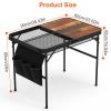 35.43x23.62x26in Foldable Camping Table Collapsible Picnic Aluminum Alloy Grill Stand 66LBS Max Load Height Adjustable BBQ Table with Adjustable Heigh